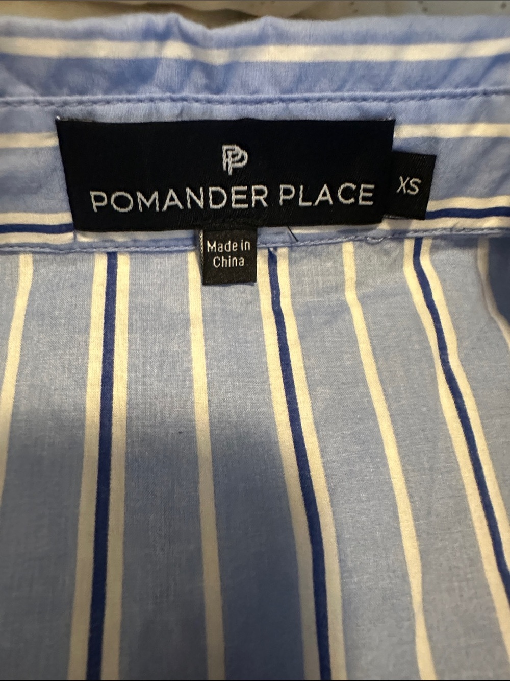 Tuckernuck Pomander Place Shades of Blue Tiered Striped Shirt Dress XS - Picture 4 of 6